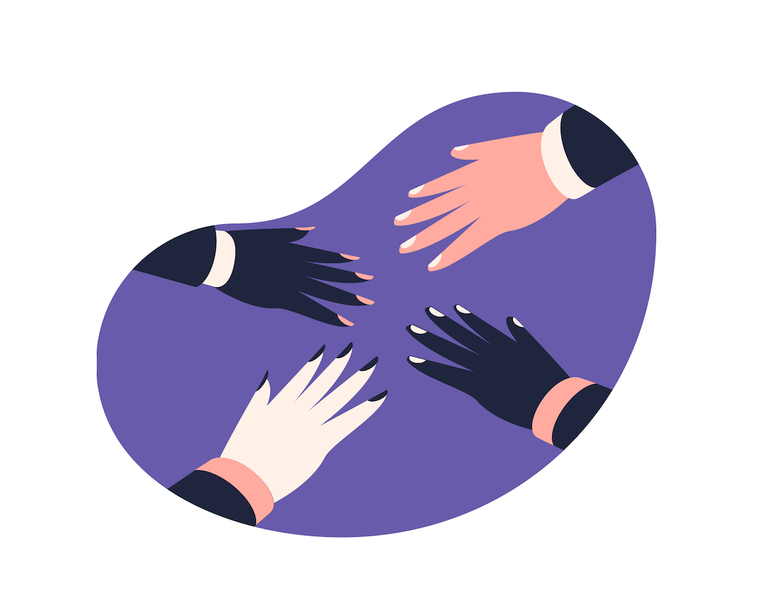 Illustration showing diverse hands together